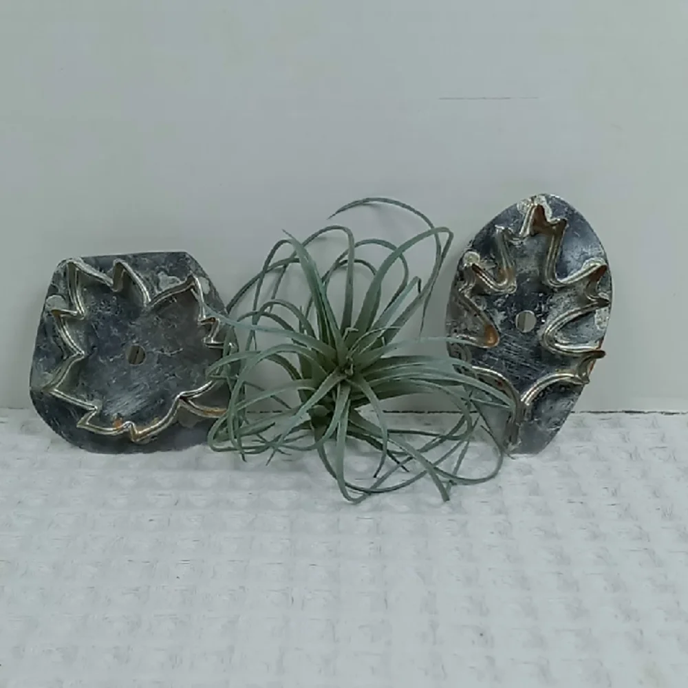 Vintage B.Cukla Set Of 2 Leaf  Cookie Cutters Tin With Handles